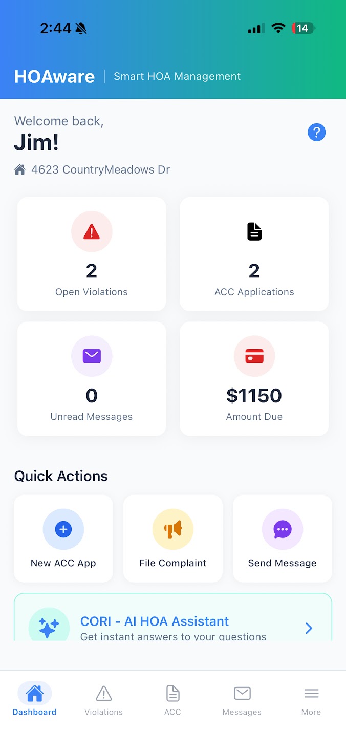 HOAware Mobile App Screenshot